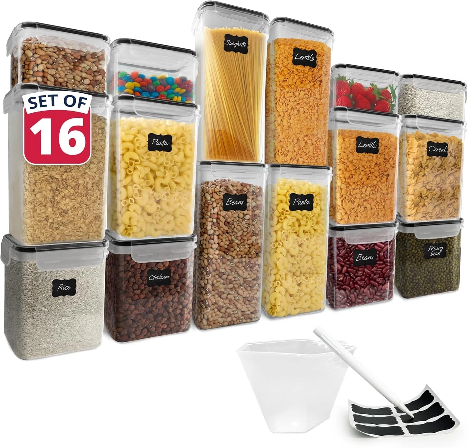 Reli. Airtight Food Storage Containers with Lids (16 Sets) | Kitchen Organizers