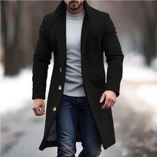 Winter Lapel Trench Coat Fashion Pocket Single Breasted Jacket Outerwear Casual