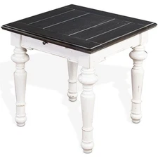 Sunny Designs Carriage House 24" Wood End Table in White/Dark Brown