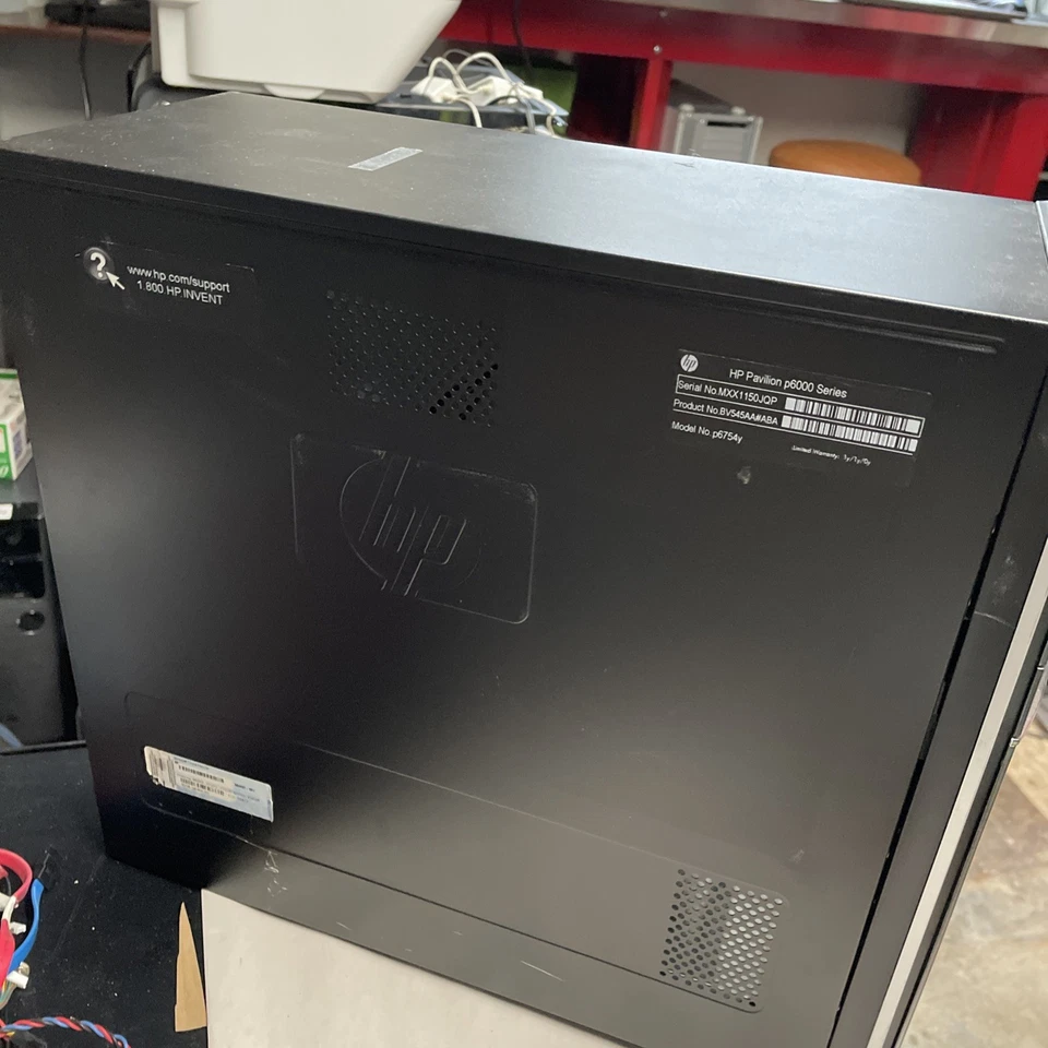 HP Pavilion P6000 PC EMPTY CASE DIY Computer tower w. Fan Power Button Screws - Image 4 of 4