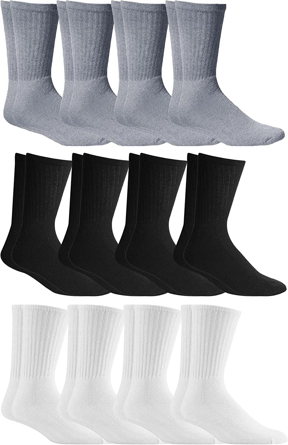 SOCKS'NBULK 12 Pair of Mens Athletic Sports Quality Crew Socks Ring spun Cotton
