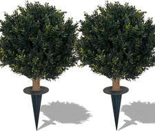 27" UV Resistant Artificial Boxwood Ball Bush - 2 Pack for Indoor/Outdoor Use