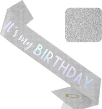 It'S My Birthday Sash Silver Glitter Sash with Multicolor Foil Happy Birthday De
