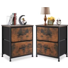 ZUNMOS Nightstand Set of 2 with 2 Removable Fabric Drawers, Steel Frame,