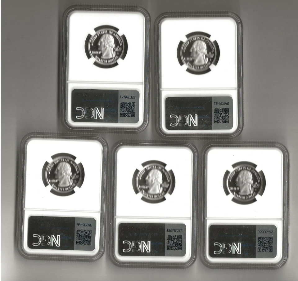 2004 s 5-piece silver quarter proof set NGC PF 69 Ultra Cameo - Image 2 of 2