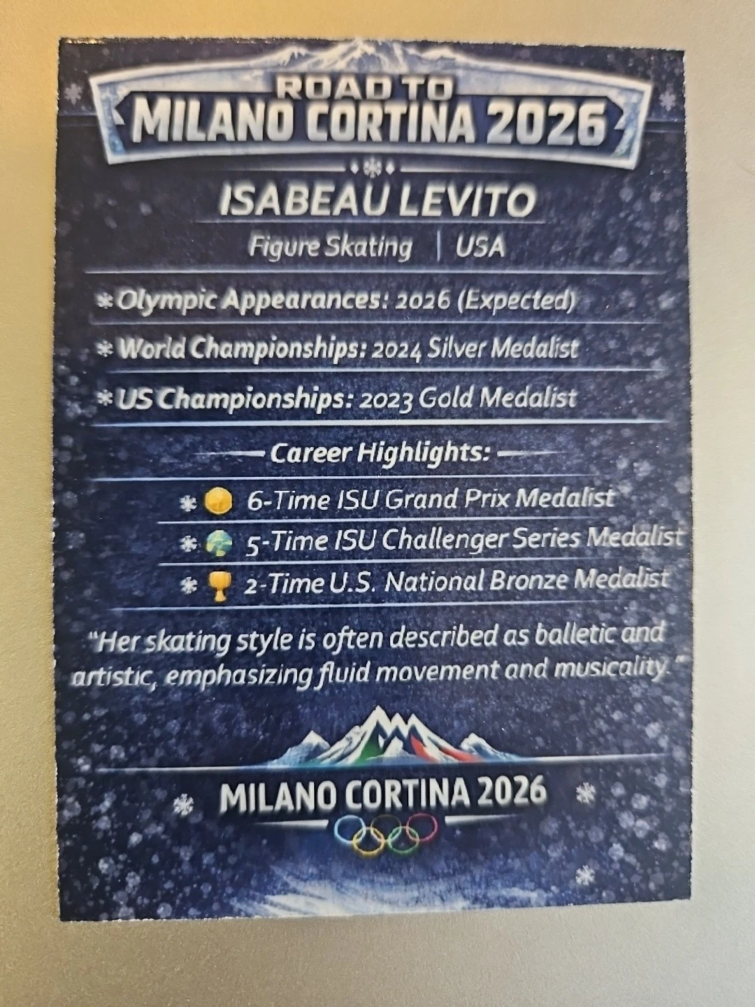 2026 Winter Olympics Caricature Card - Isabeau Levito