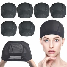 Smilco Mesh Wig Cap 6 Pack Stretchable Mesh Dome Caps for Wigs(Black)
