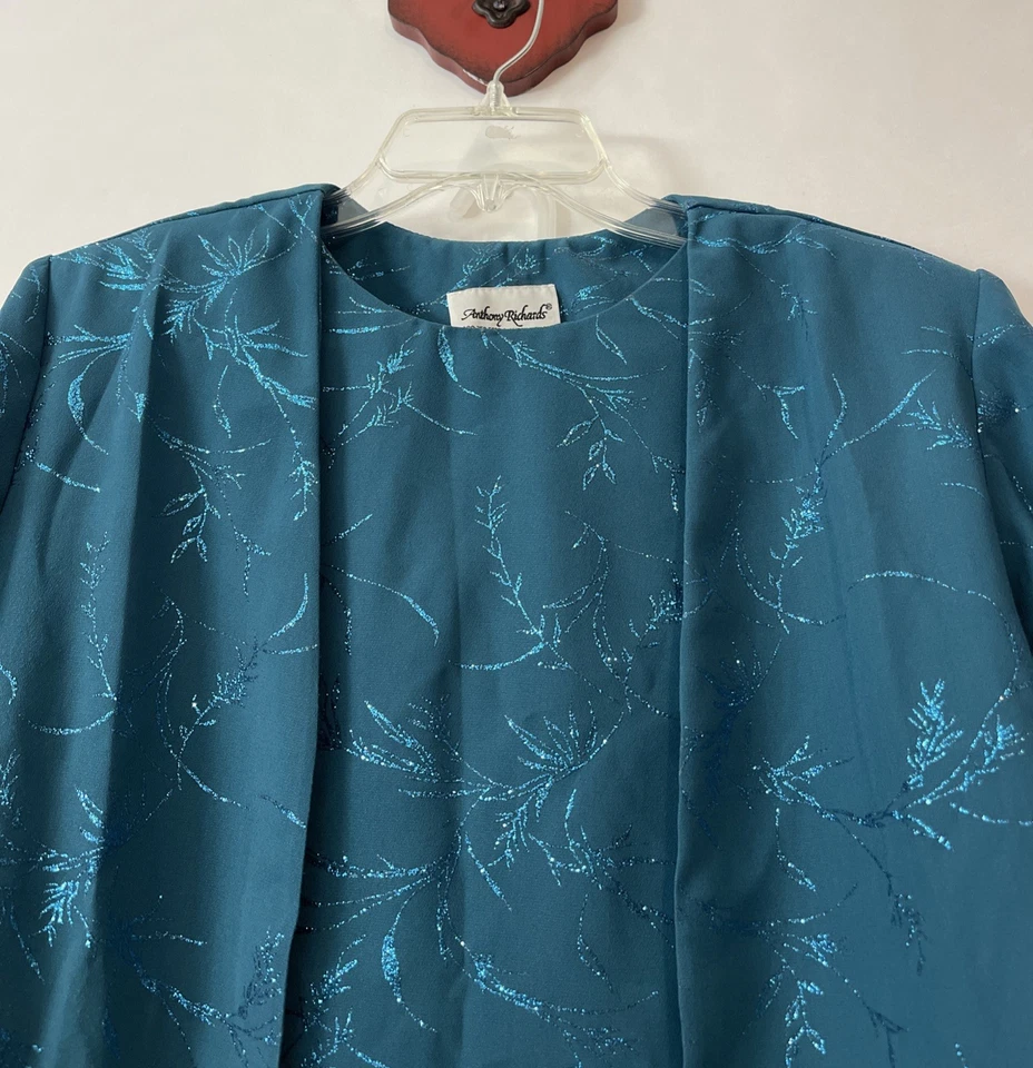 Blusa, chaqueta y falda formal verde Anthony Richards para mujer 18! A4077 Foto 3 de 4