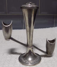 Vintage Grenadier England Silver Plate Double Candlestick & Bud Vase 14cm tall