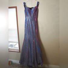 Ellie Wilde Mermaid Prom Dress Mon Cheri Glitter Formal Gown Size 12