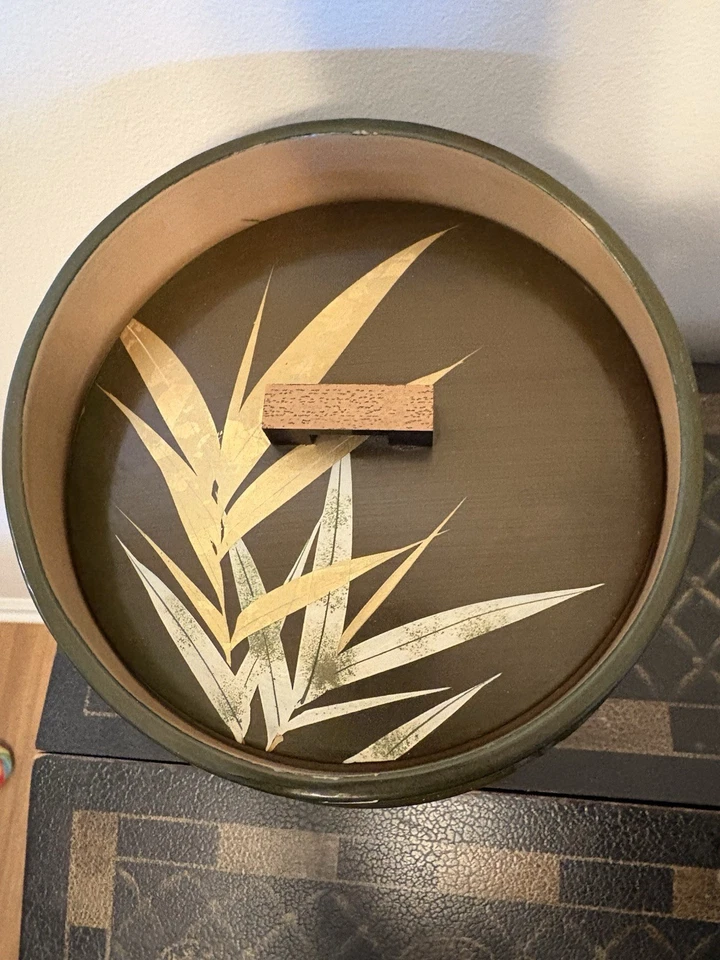 Bento Japanese Lunch Box 2 Layer Wood Lacquered Bamboo Gold Applied Design Brown - Image 2 of 4