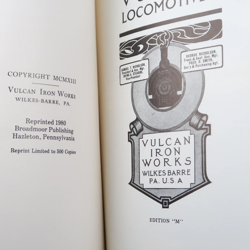 Vulcan Locomotives by Samuel T Nicholson (Vulcan Iron Works, 1980) Vintage PB - Picture 3 of 6