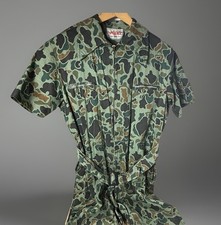 Vtg Work Wear 1960s HBT Herringbone Twill Mechanic Coveralls Jumpsuit Duck Camo