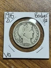 1915 D Barber Silver Half Dollar Very Good VG U.S. 50c Type Coin (Raw16858)