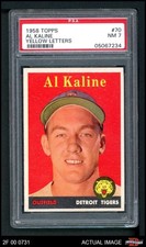 1958 Topps #70 Al Kaline Yellow Name Tigers HOF RARE VARIATION PSA 7 - NM