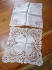 Antique Linen 2 White Linen Wedding Handkerchiefs with Lace