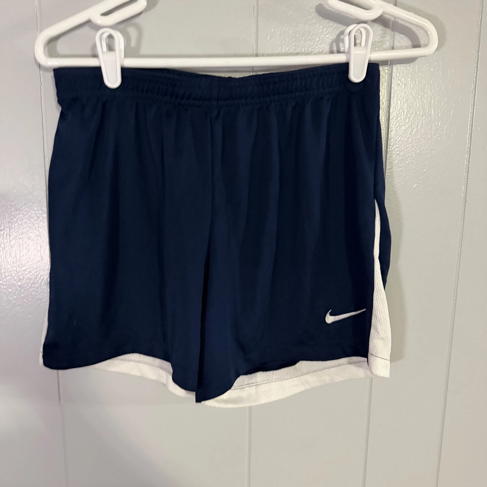 Nike Running Shorts Mens S Navy Blue White Dri-FIT Slim Fit Athletic Mesh