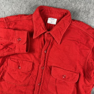 #ad #ad Vintage 50s 60s Sears Roe Buck Sanforized Red Button Work Shirt Men#x27;s Medium USA $39.95