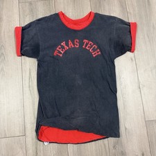 Vtg 70s Texas Tech Red Raiders Champion Double Ply TShirt MD Cotton USA Made