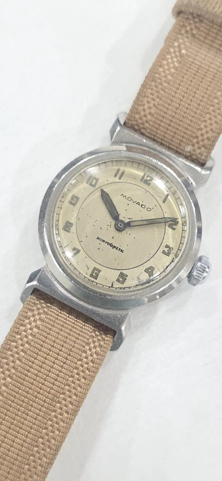 Movado vintage años 40 Ref. 11730 Acvatic acero inoxidable Cal. Reloj 150 MN Foto 2 de 4