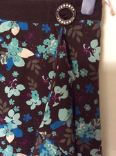Ted Baker 100 Silk Floral Pattern skirt Faux wrap size 2 - 10/12