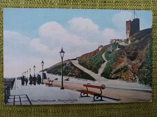 1916 New Promenade Aberystwyth Postcard. Families Taking a Stroll.