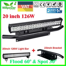 20inch 126W LED Work Light Bar + 23'' License Plate Holder for Offroad Jeep 4WD
