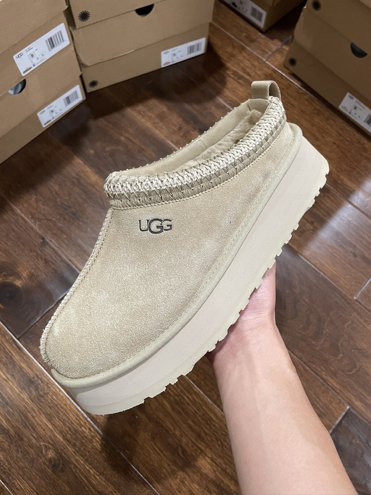 PANTOFOLA D’ORO Taglia 9W ✅SPEDIZIONE IL GIORNO SUCCESSIVO✅ UGG TAZZ Pantofole Semi Senape Donna Scamosciato Platform