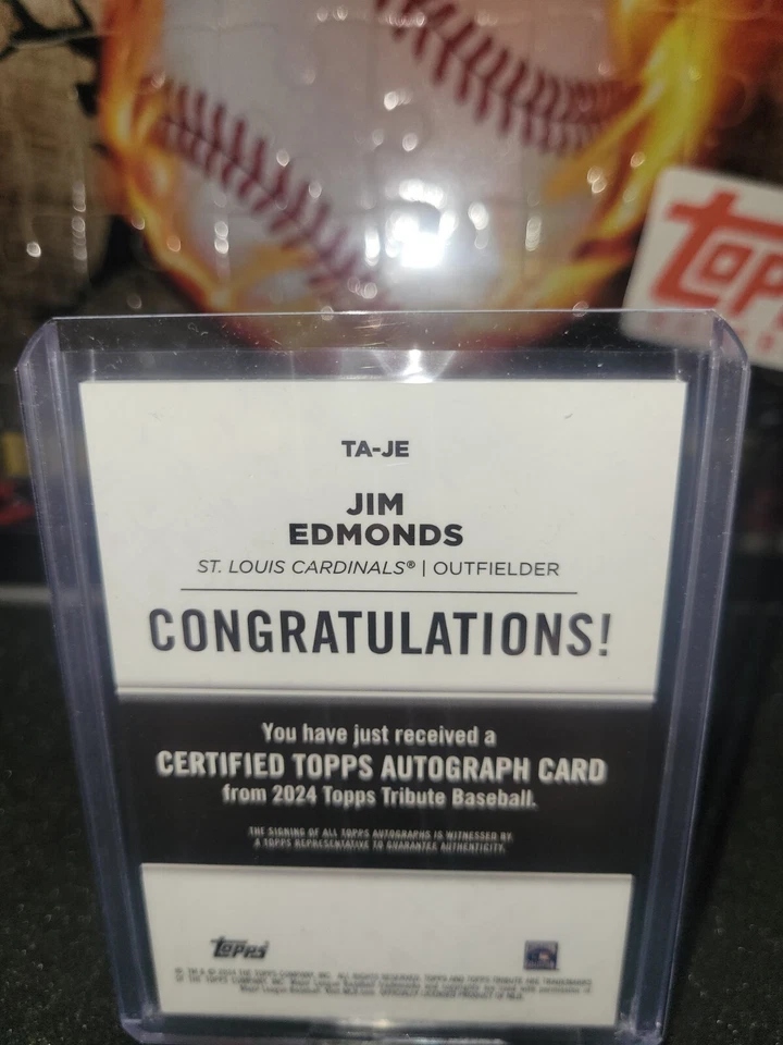 Jim Edmonds 2024 Topps Tribute Auto Autograph Orange #25/25 Cardinals - Image 2 of 2