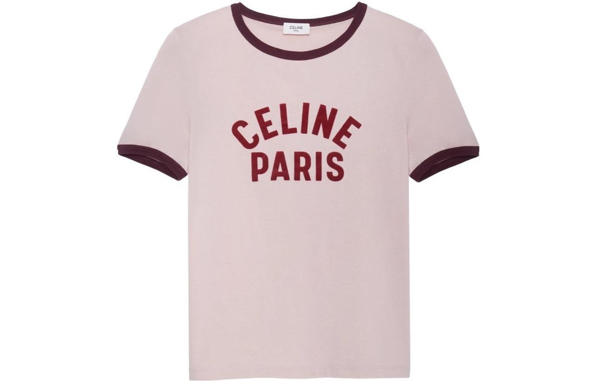 CELINE★素敵!Pink/Burgundy 'Celine Paris' Ringer T-Shirt NWT CELINE Pink/Burgundy 'Celine Paris' Ringer T-Shirt Size