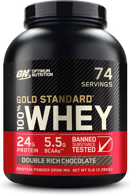 Gold Standard 100% Whey Protein Powder, Double Rich Chocolate, 5 Pound (Packagin