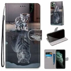 Cat Tiger Wallet Phone Case For Samsung S8 S9 S10 S20 S21 S22 S23 Note 20 A13 5G