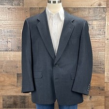 Hart Schaffner Marx Sport Coat Mens 42R Navy Blue Check Wool Blazer Suit Jacket