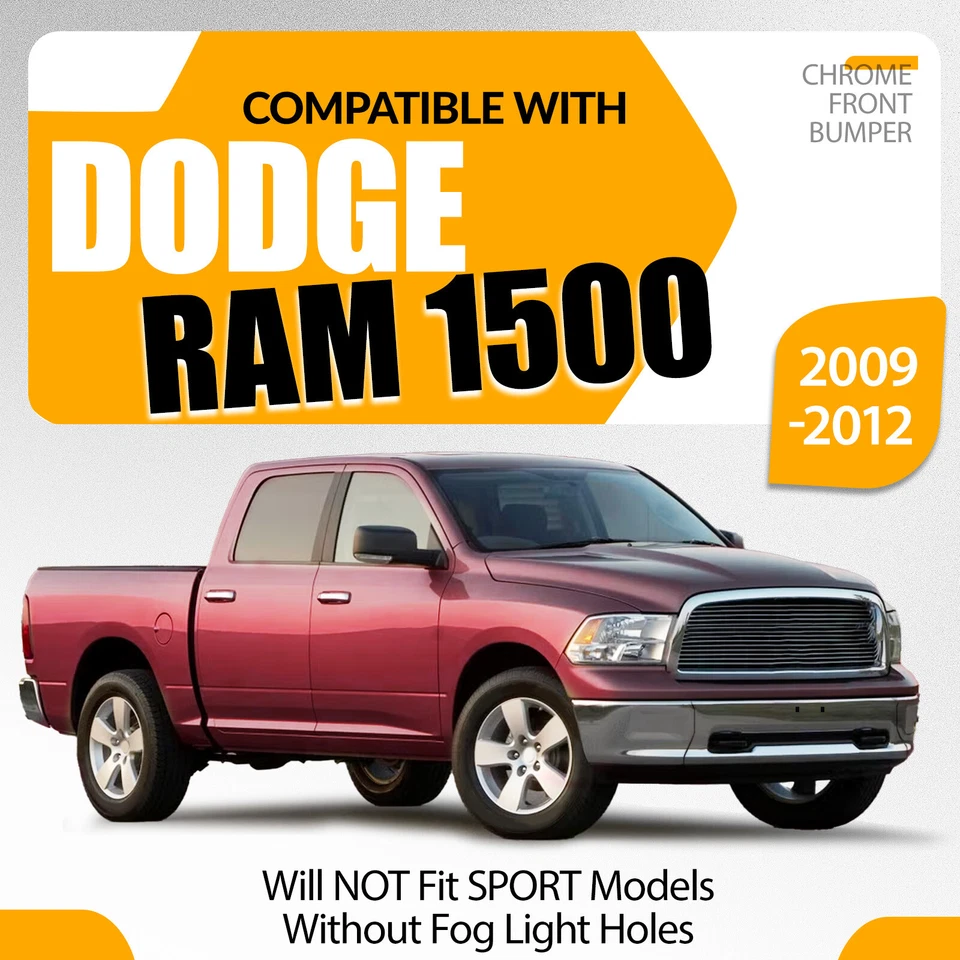 Parachoques delantero cromado para Ram 1500/09-10 2011-2012 Dodge Ram 1500 sin luz antiniebla Foto 2 de 4
