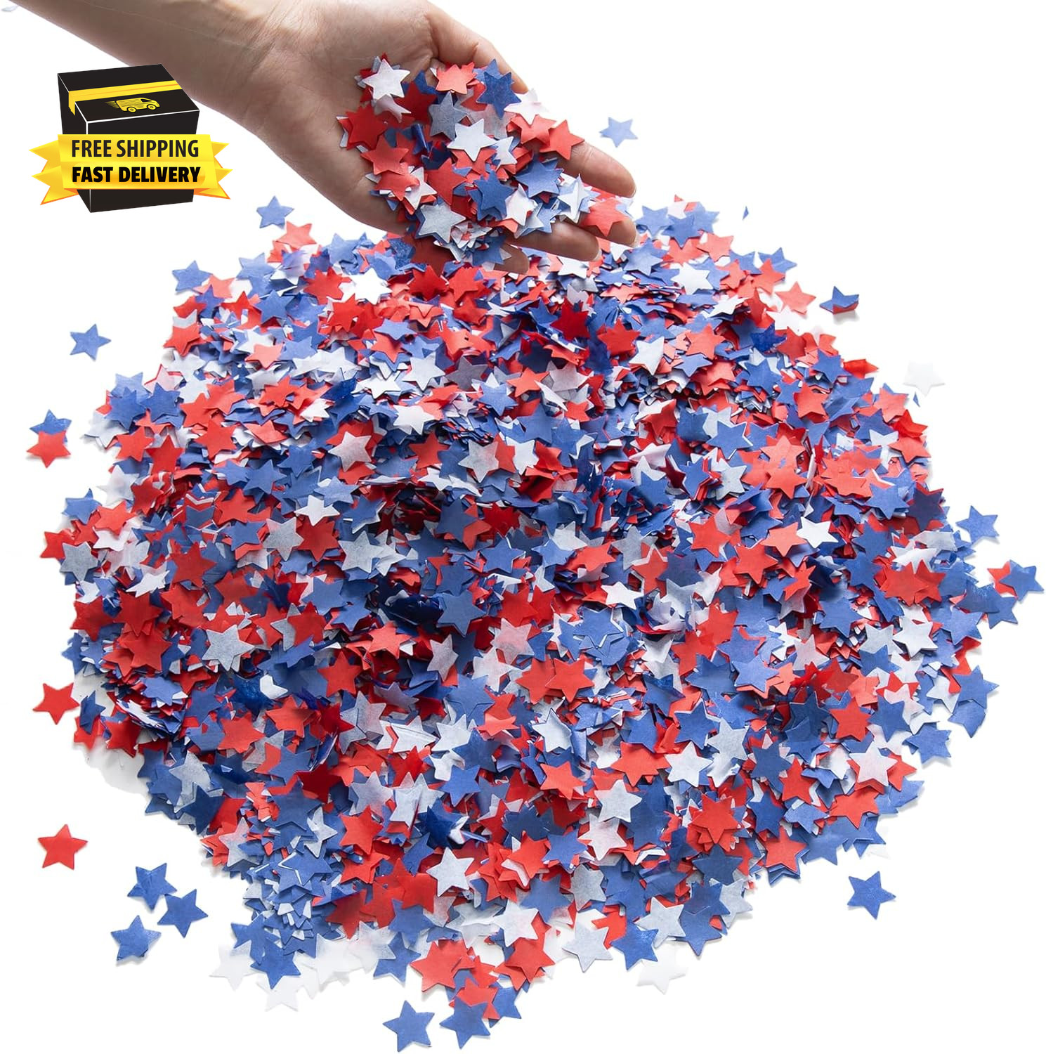 8000Pcs Patriotic Star Confetti Decoration, 4Th of July Blue Red White Paper Sta