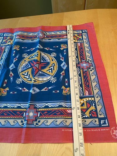VINTAGE WAMCRAFT 50/50 SOUTHWESTERN EAGLE USA MADE BANDANA - Picture 4 of 4