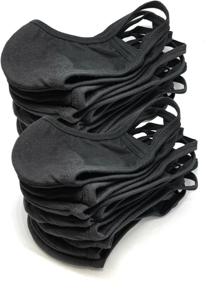 FACE MASK BLACK STRETCH FABRIC COVER LIGHTWEIGHT UNISEX WASHABLE REUSABLE - Image 3 of 4