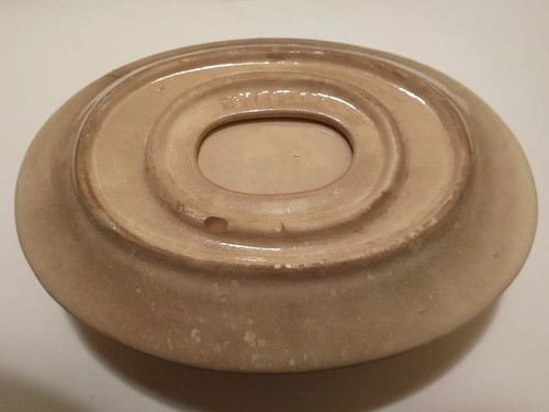 Beige Gravy Boat Attached Plate Brown Rim Teleflora Vintage Antique Pottery - Picture 3 of 4