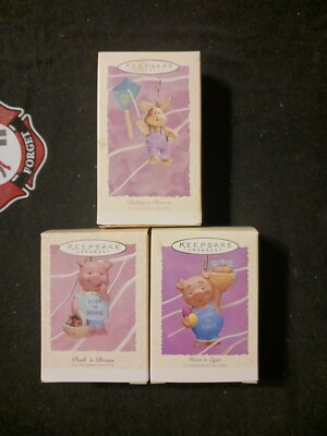 Hallmark Keepsake Spring Ornament Series 1994 1995 1996 Easter Pig Pork 'n Beans