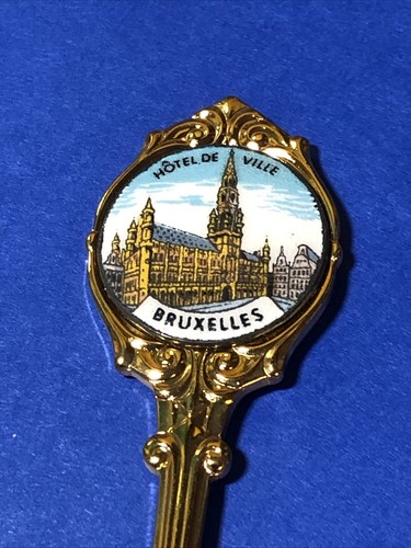 Brussels Town Hall Gold Plated Vintage Fork - Hôtel De Ville, Bruxelles 5” - Foto 2 di 2