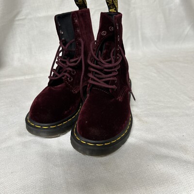 Dark Cherry Red Velvet Doc Dr Martens AirWair US Size 5 Combat