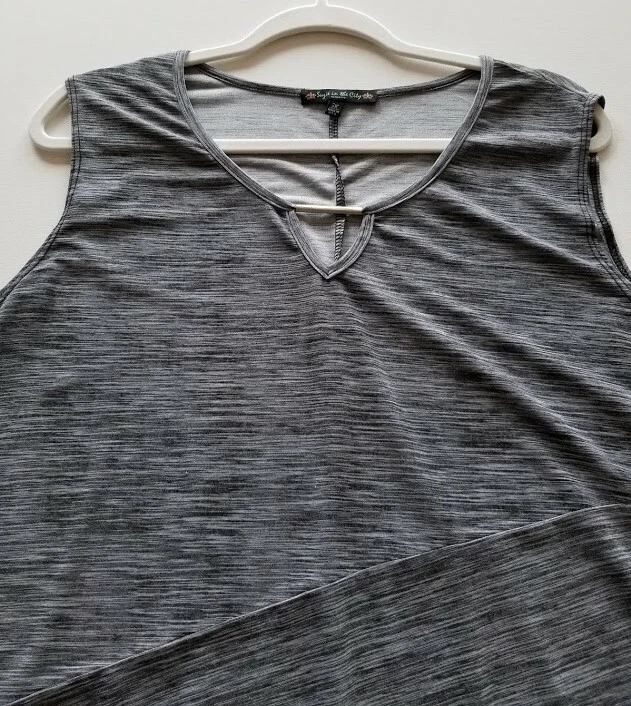 Suzie in the City Tank Top Women's 3X Plus Gray Sleeveless Side Ruching Stretch - Image 2 of 4
