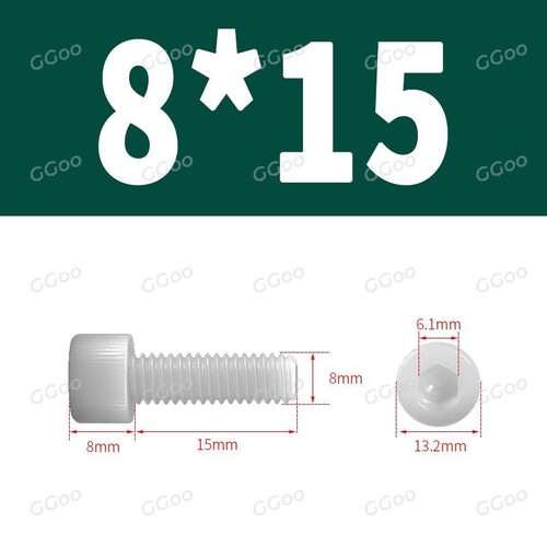 M3 M4 M5 M6 M8 M10 M12 Cap Head Screws Hex Socket Allen Key Bolts Nylon DIN 912 - Picture 48 of 89