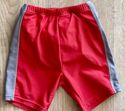 iplay Baby Boys Swim Trunks w/Built In Swim Diaper Red Gray Stripe M 12 Months