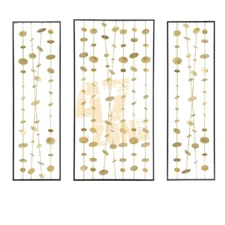 Iron S/3 Metal Decorative Wall Art Gold Indoor Outdoor Living Dining Room