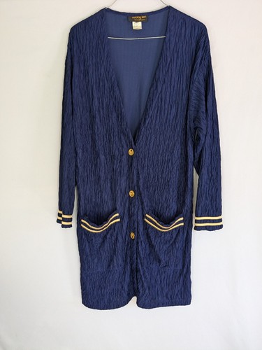 Robby Len Royal Blue Cardigan Cover up Women's Sz S Vintage E-3