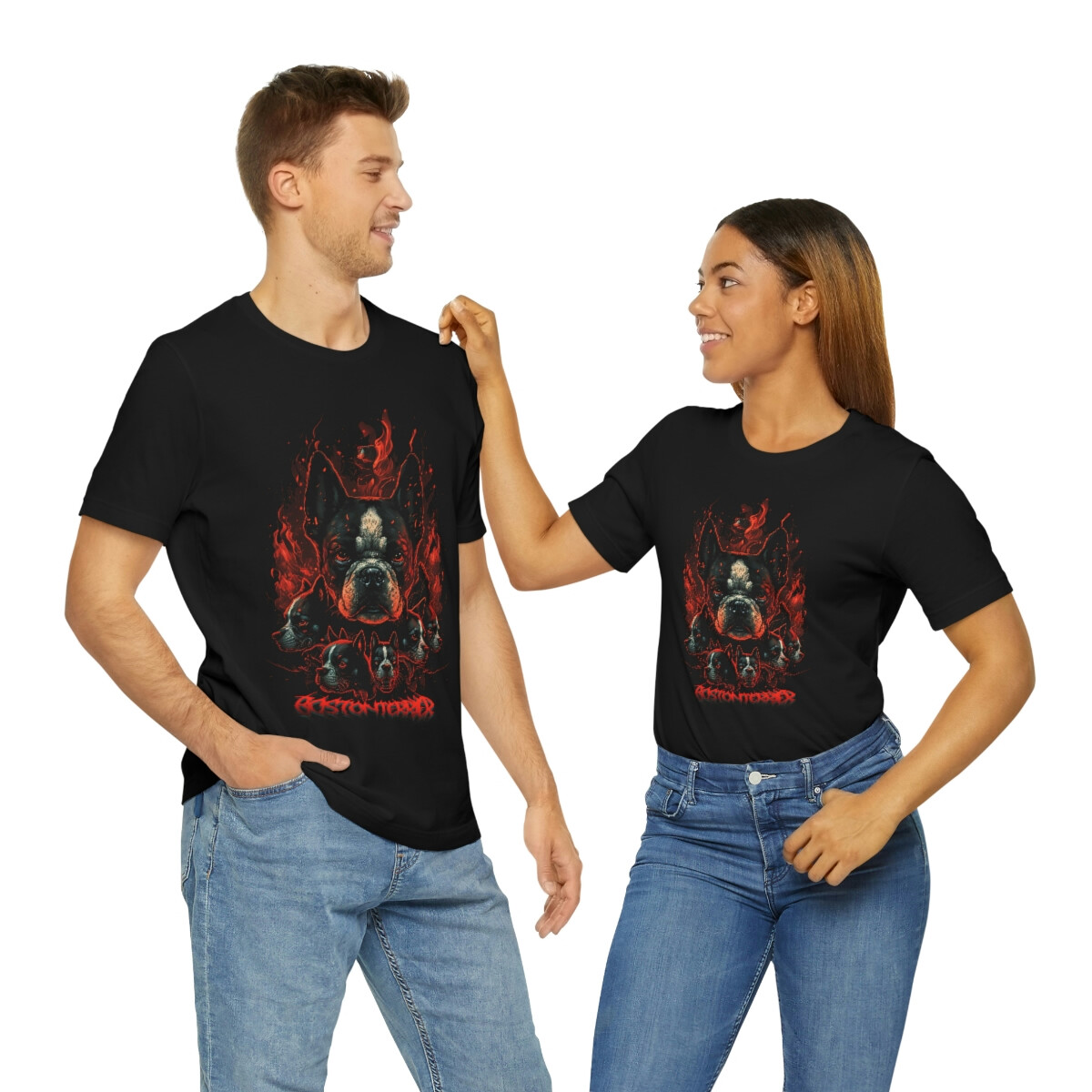 Badass Deathcore Goth Meme Boston Terrier Doggo Metal T-Shirt for