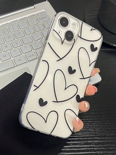 Cute Heart Clear TPU Phone Case Full Coverage for iPhone 16 15 14 13 12 Samsung - Picture 5 of 14