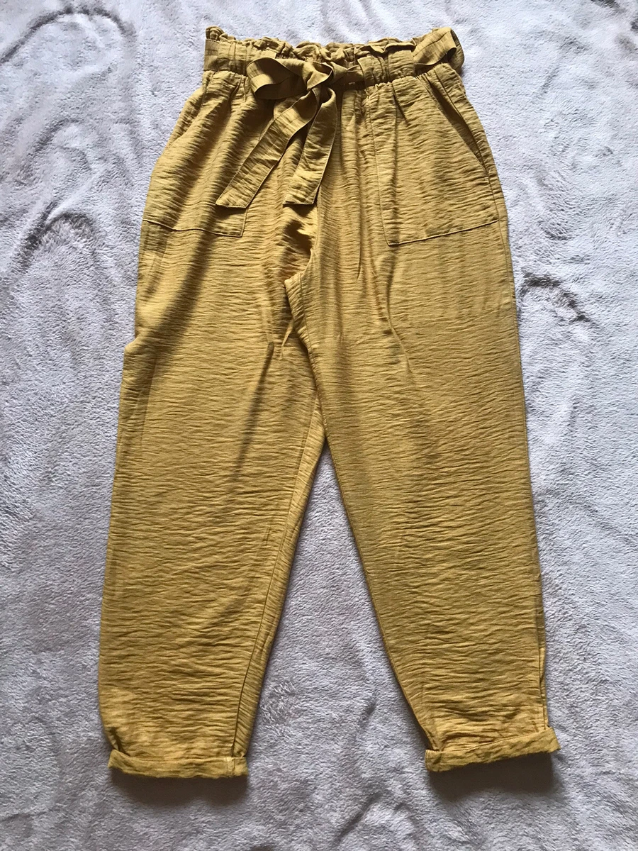 New look Mustard High Elastic Paperbag Waist Tie Belt Tapered
