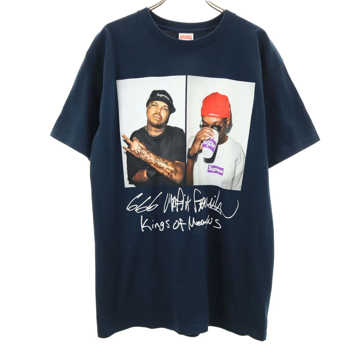 Supreme 12AW Made in USA three six mafia t shirt manches courtes M bleu marine homme
